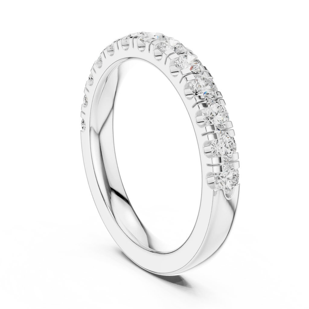 Round Lab Grown Diamond Pavé Wedding Band in 14k White Gold