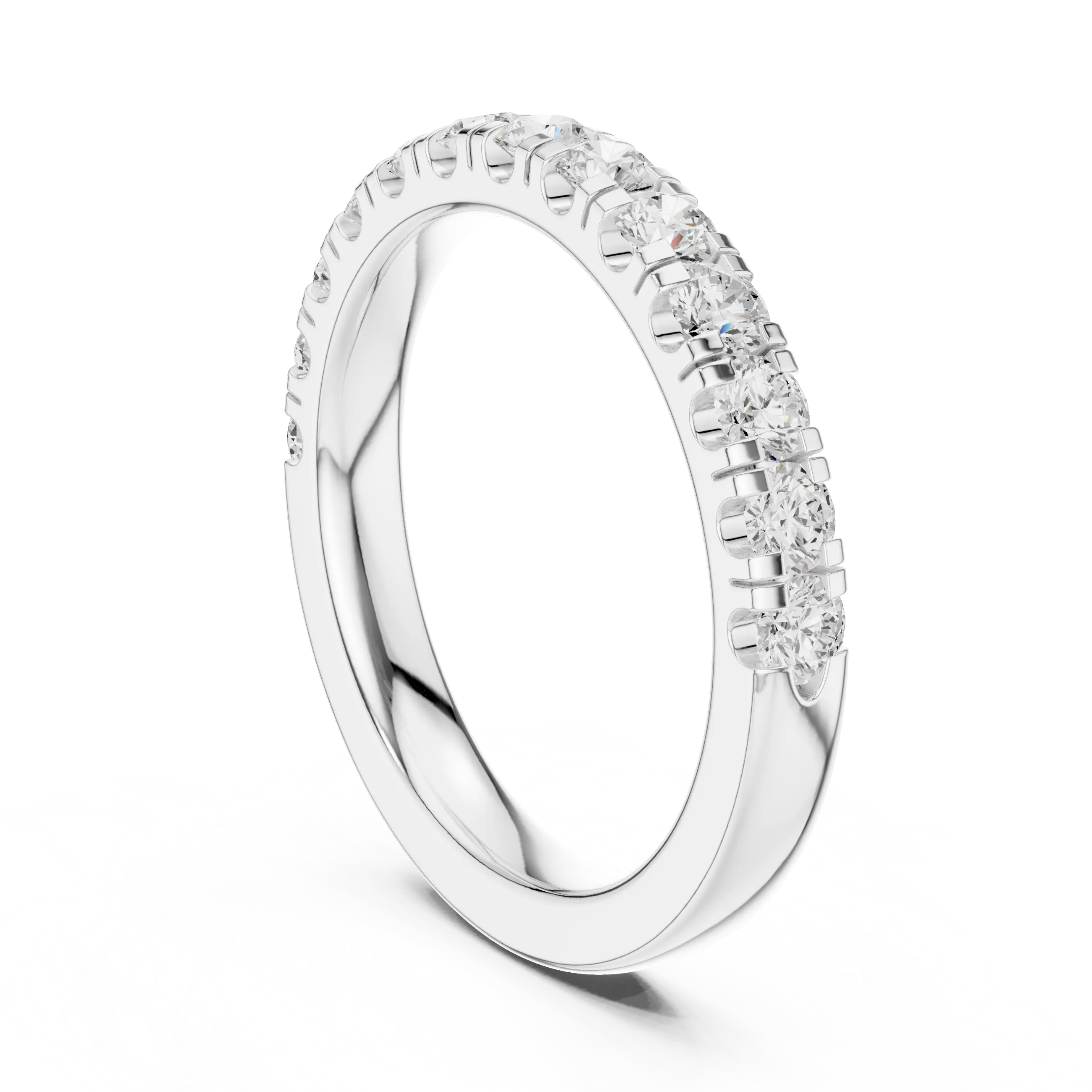 Round Lab Grown Diamond Pavé Wedding Band in 14k White Gold
