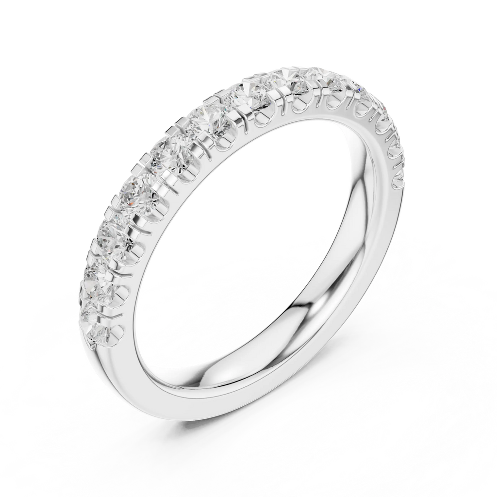 Round Lab Grown Diamond Pavé Wedding Band in 14k White Gold
