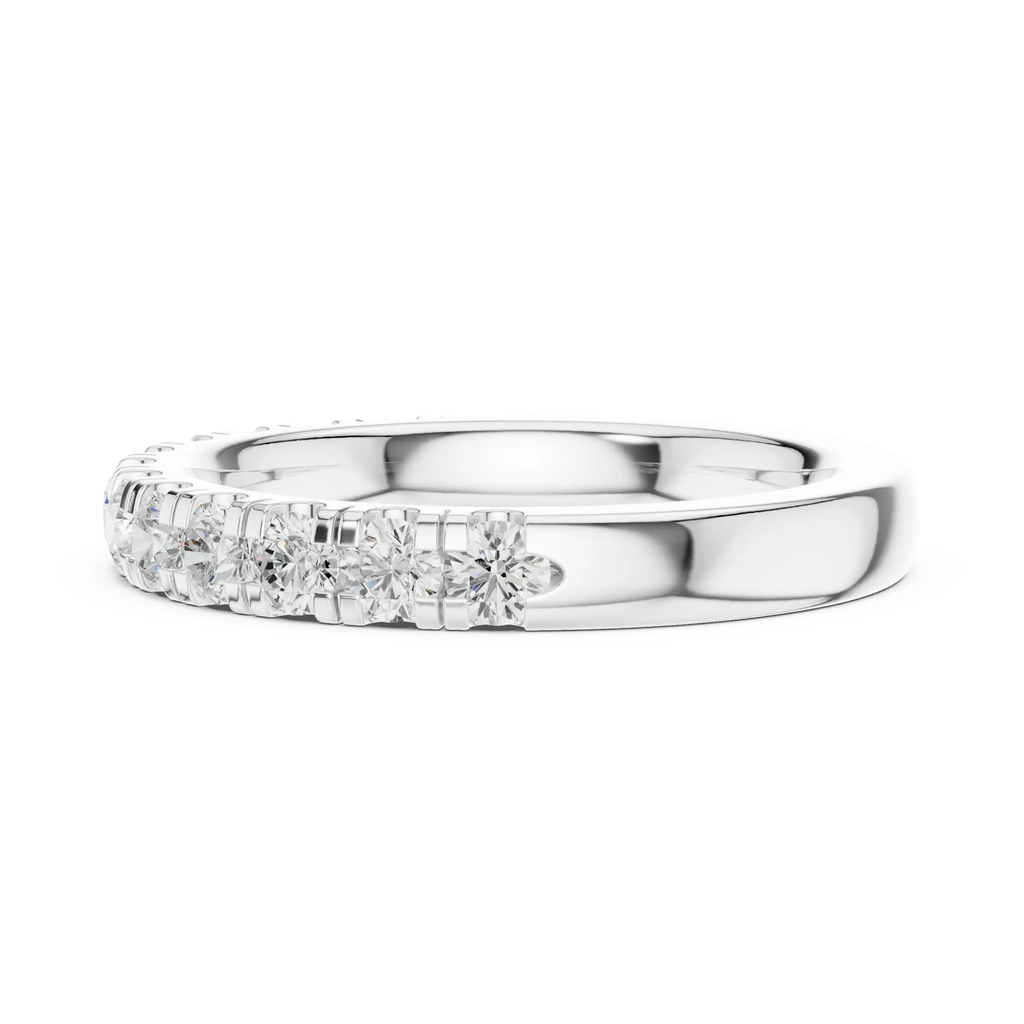 Round Lab Grown Diamond Pavé Wedding Band in 14k White Gold