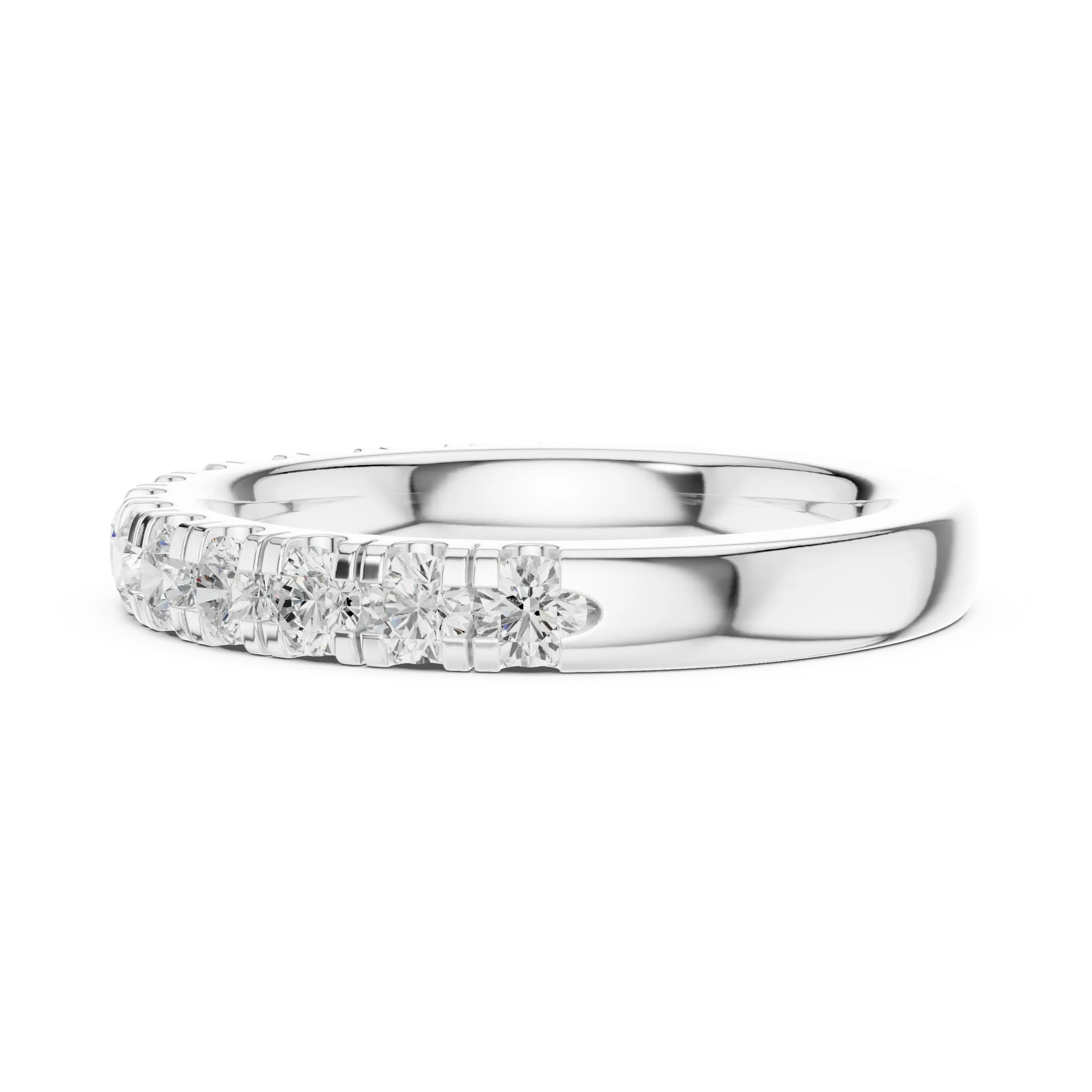 Round Lab Grown Diamond Pavé Wedding Band in 14k White Gold