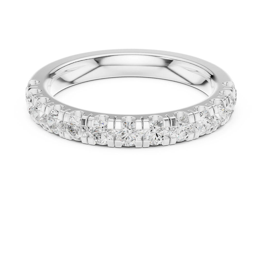 Round Lab Grown Diamond Pavé Wedding Band in 14k White Gold