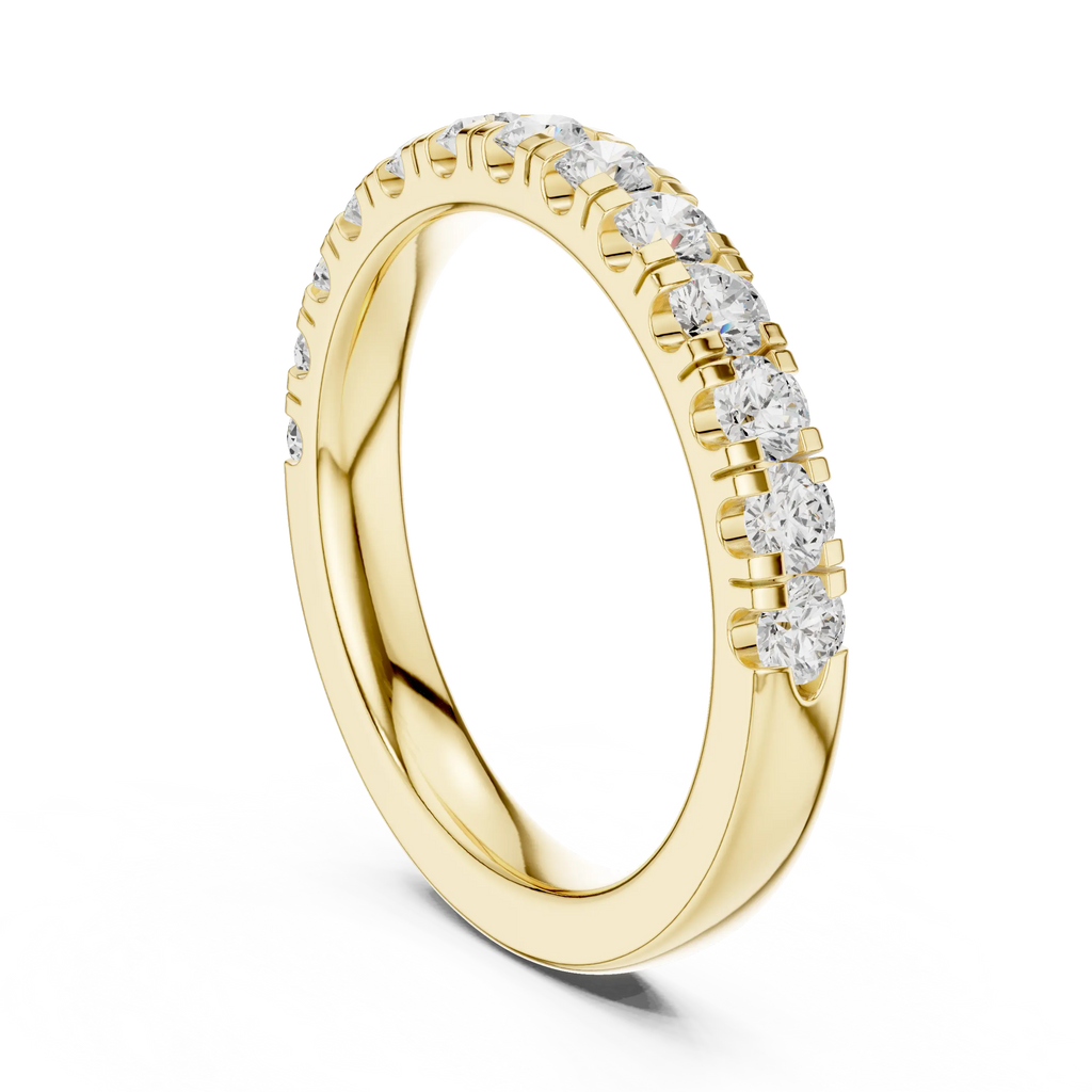 Round Lab Grown Diamond Pavé Wedding Band in 14k White Gold
