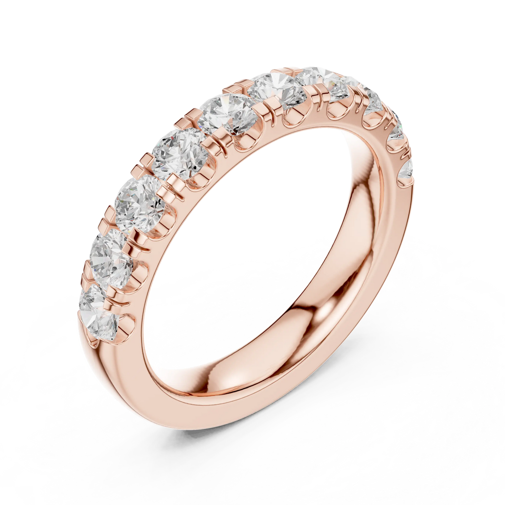 14K White Gold Shared-Prong Round Lab Grown Diamond Band
