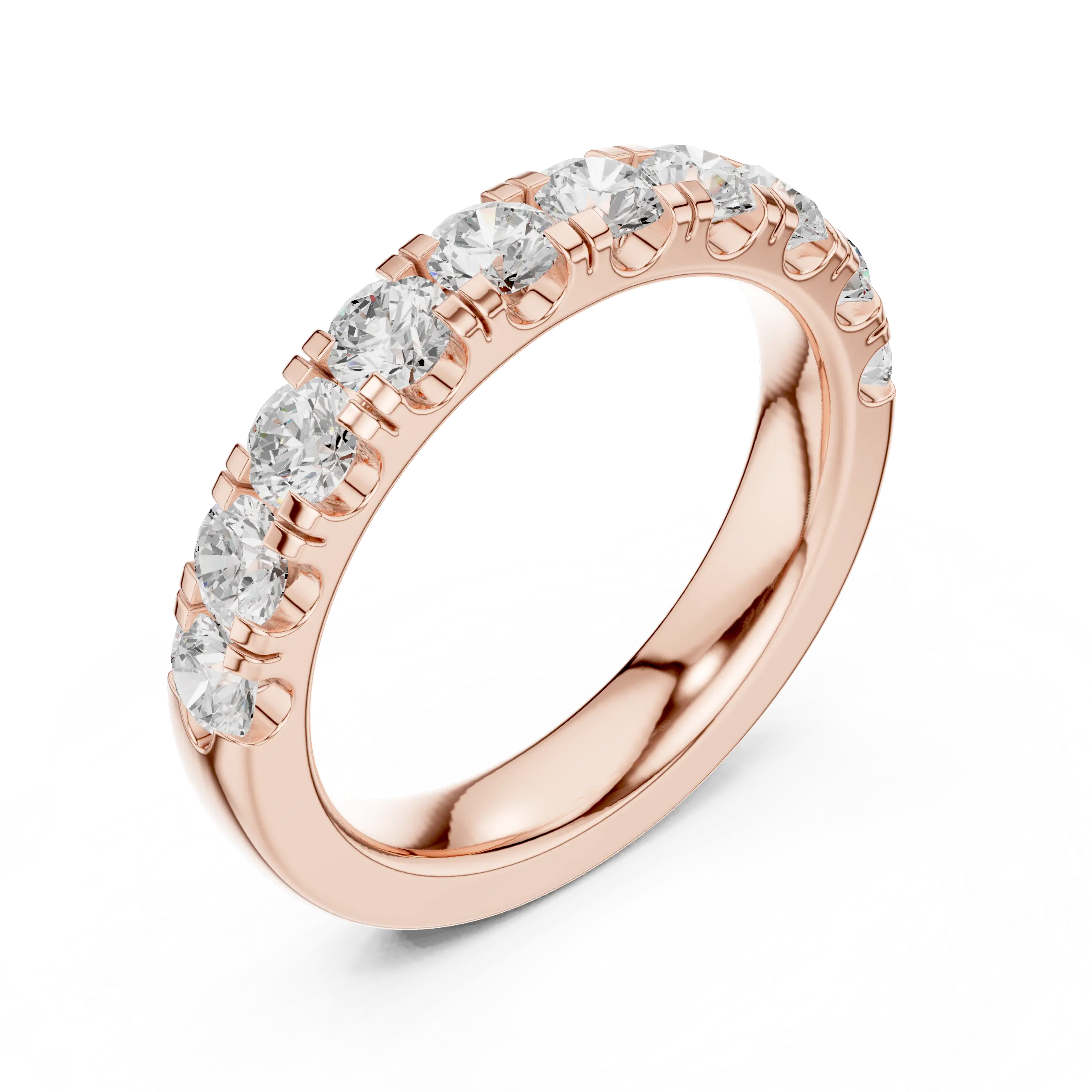14K White Gold Shared-Prong Round Lab Grown Diamond Band
