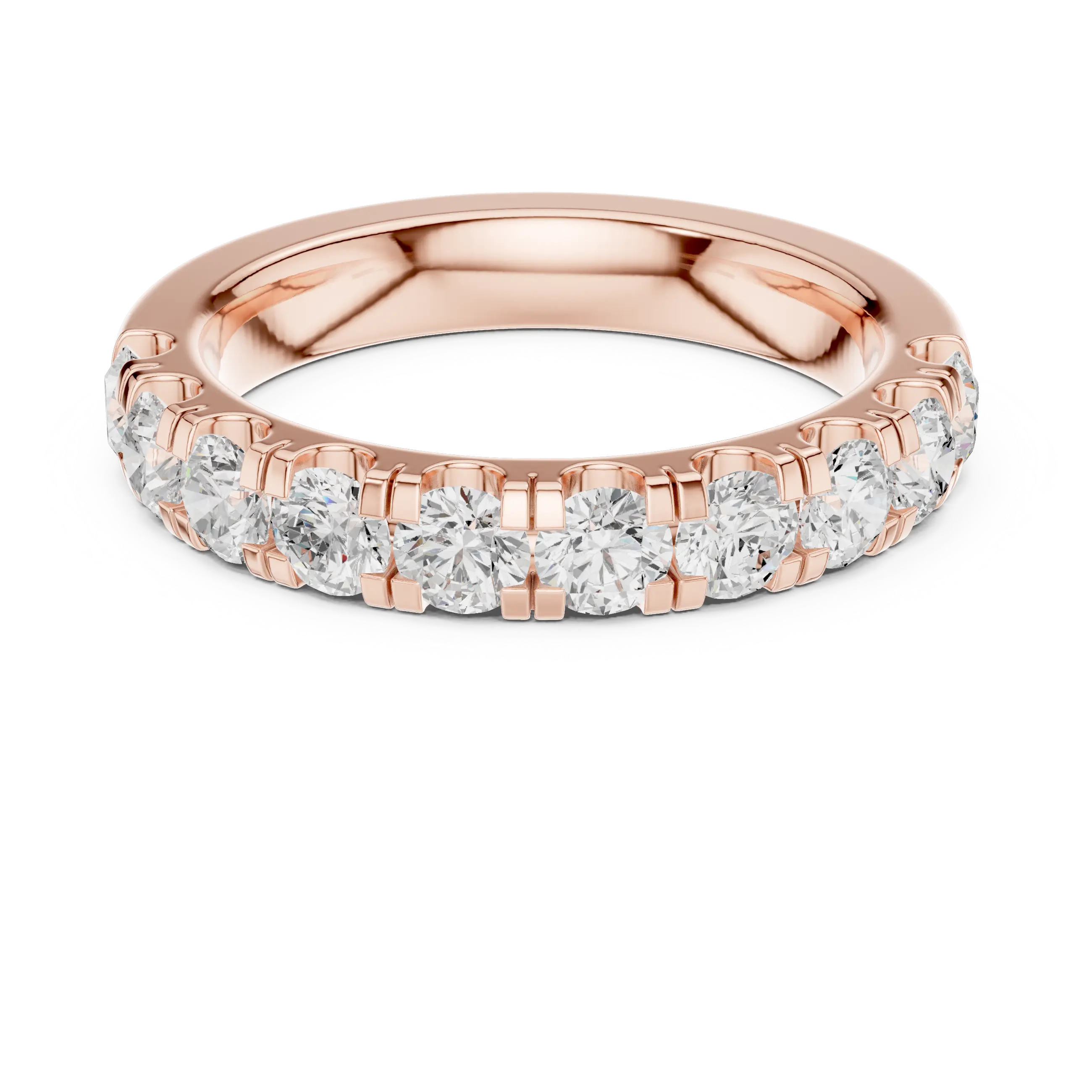 14K White Gold Shared-Prong Round Lab Grown Diamond Band