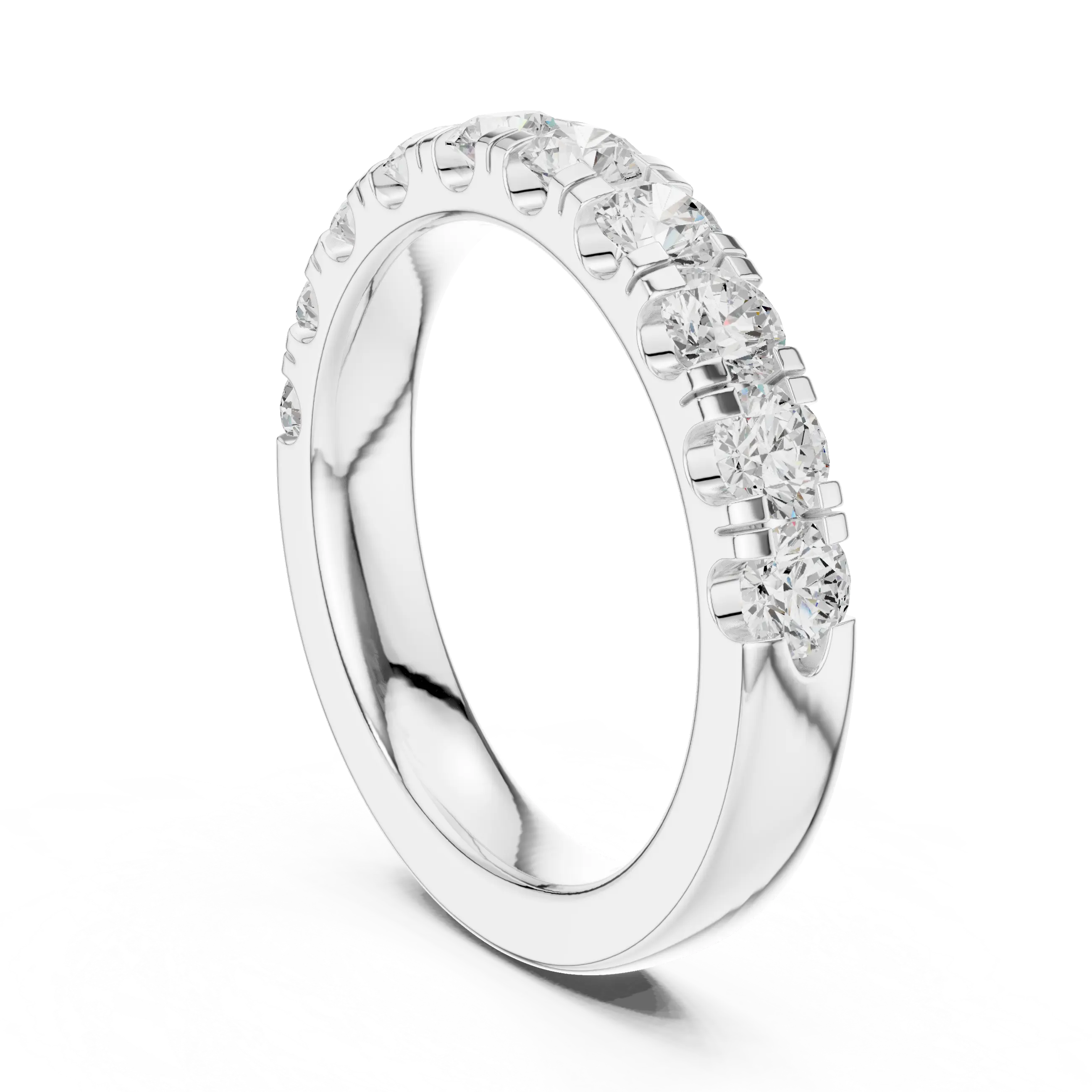 14K White Gold Shared-Prong Round Lab Grown Diamond Band