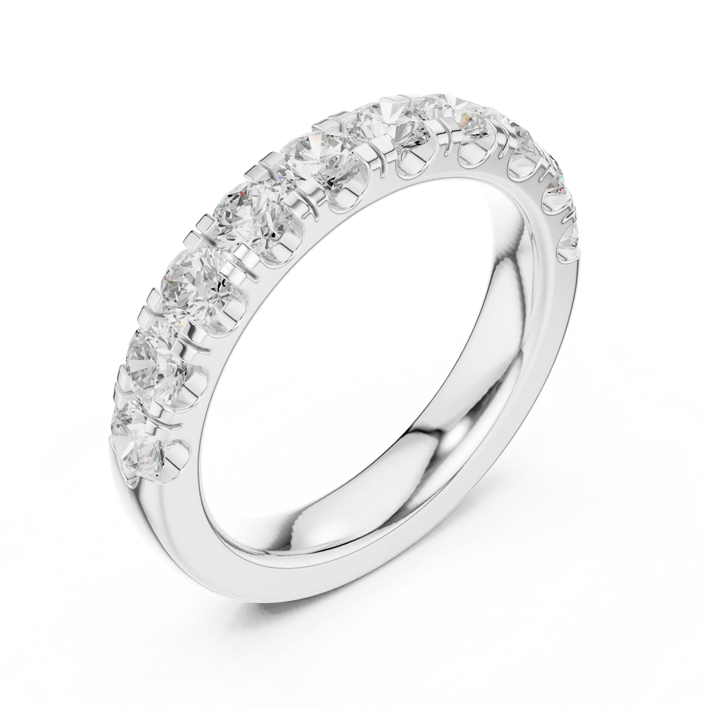 14K White Gold Shared-Prong Round Lab Grown Diamond Band