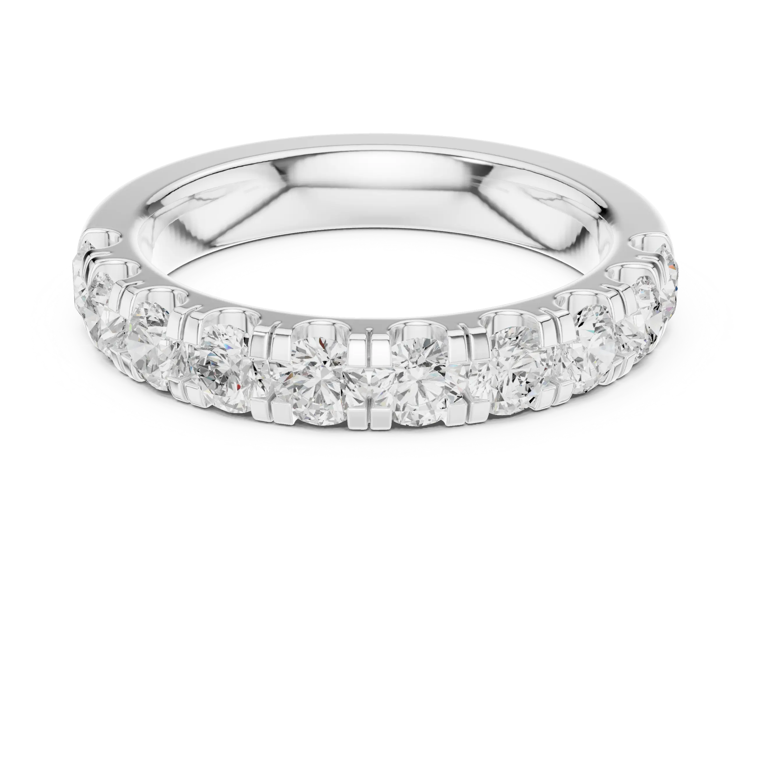 14K White Gold Shared-Prong Round Lab Grown Diamond Band