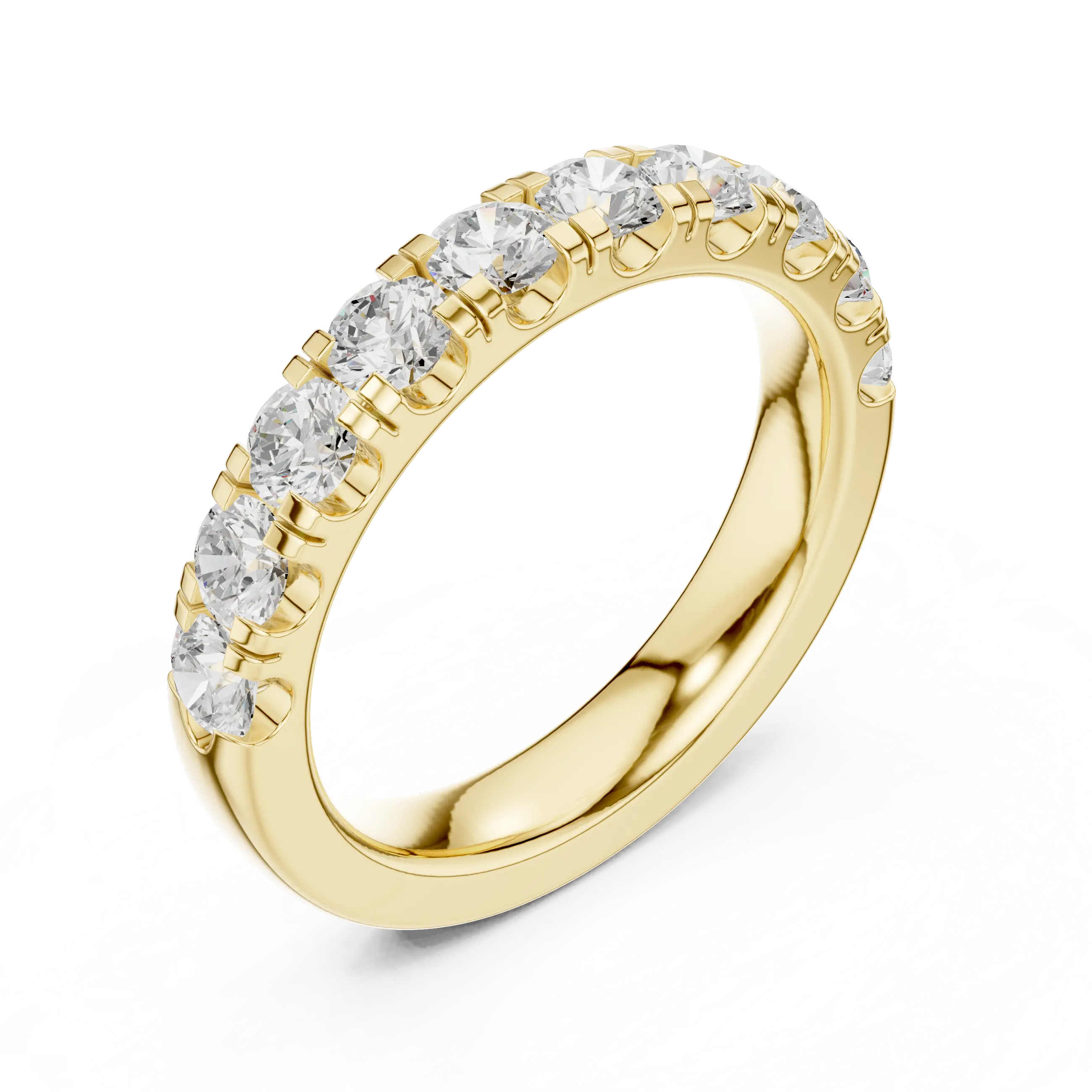 14K White Gold Shared-Prong Round Lab Grown Diamond Band