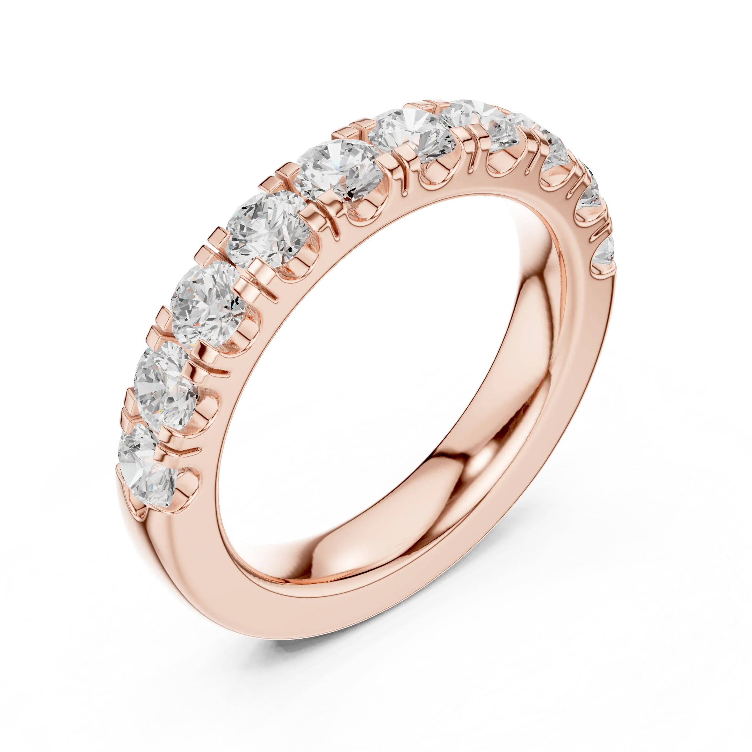 Round Diamond Shared Prong Wedding Band in 10k Yellow Gold