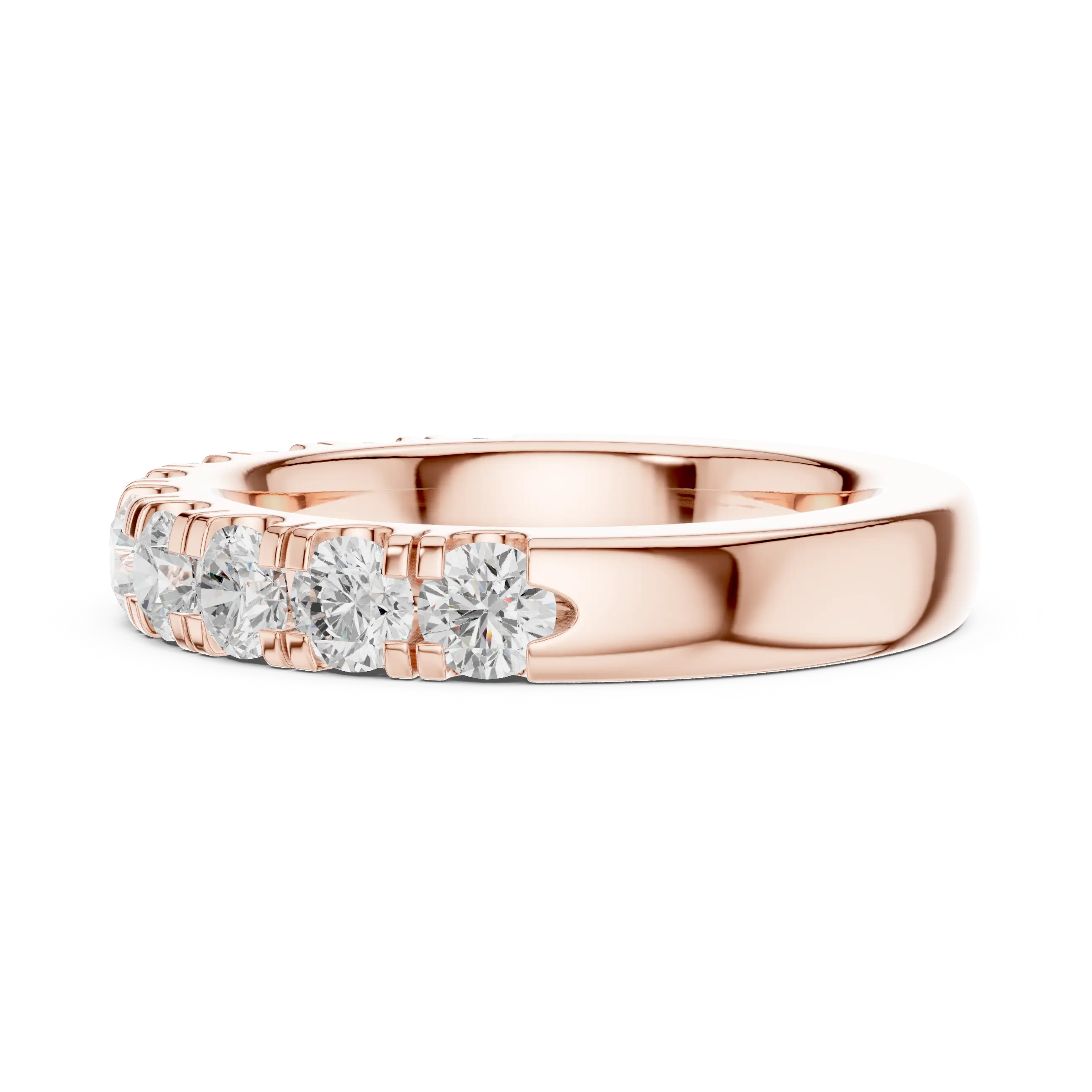 Round Diamond Shared Prong Wedding Band in 10k Yellow Gold