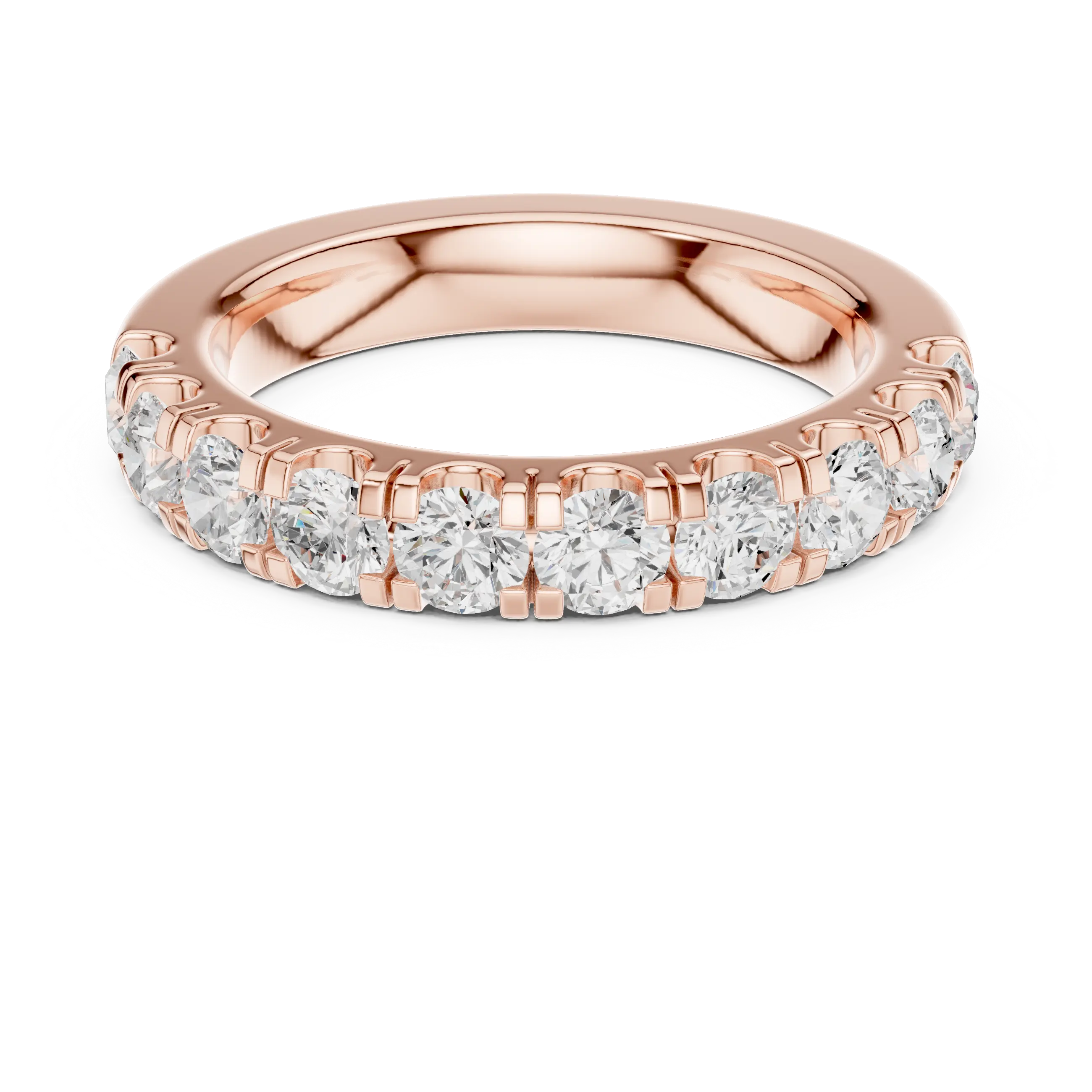 Round Diamond Shared Prong Wedding Band in 10k Yellow Gold