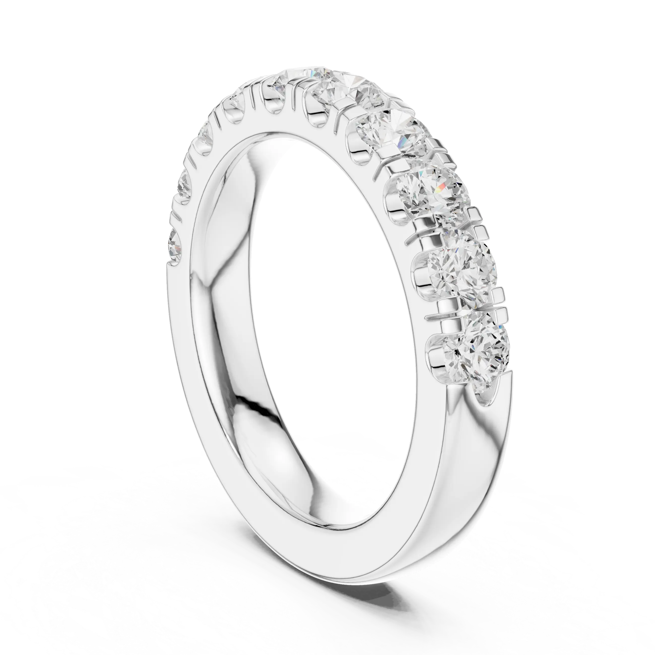 Round Diamond Shared Prong Wedding Band in 10k Yellow Gold