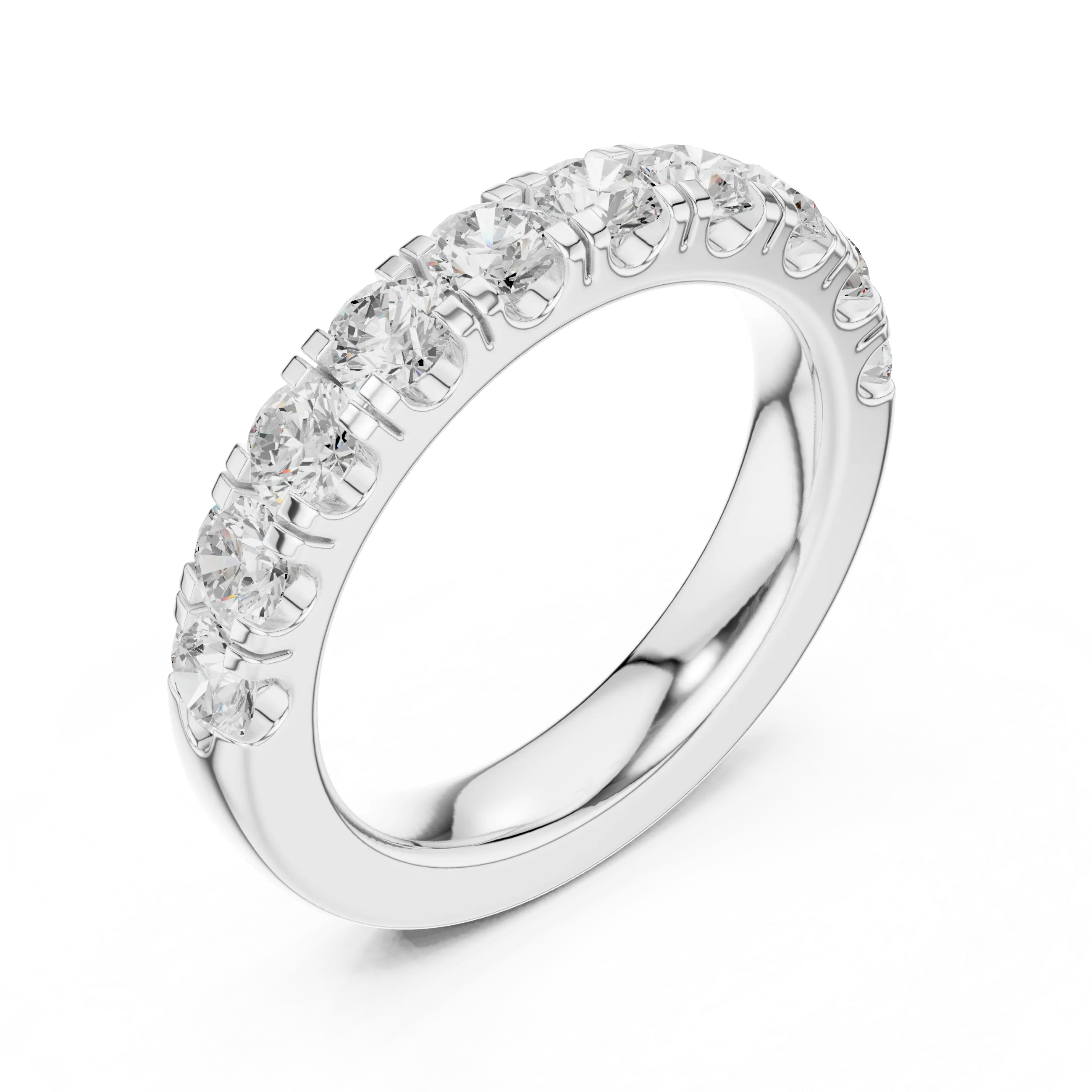 Round Diamond Shared Prong Wedding Band in 10k Yellow Gold