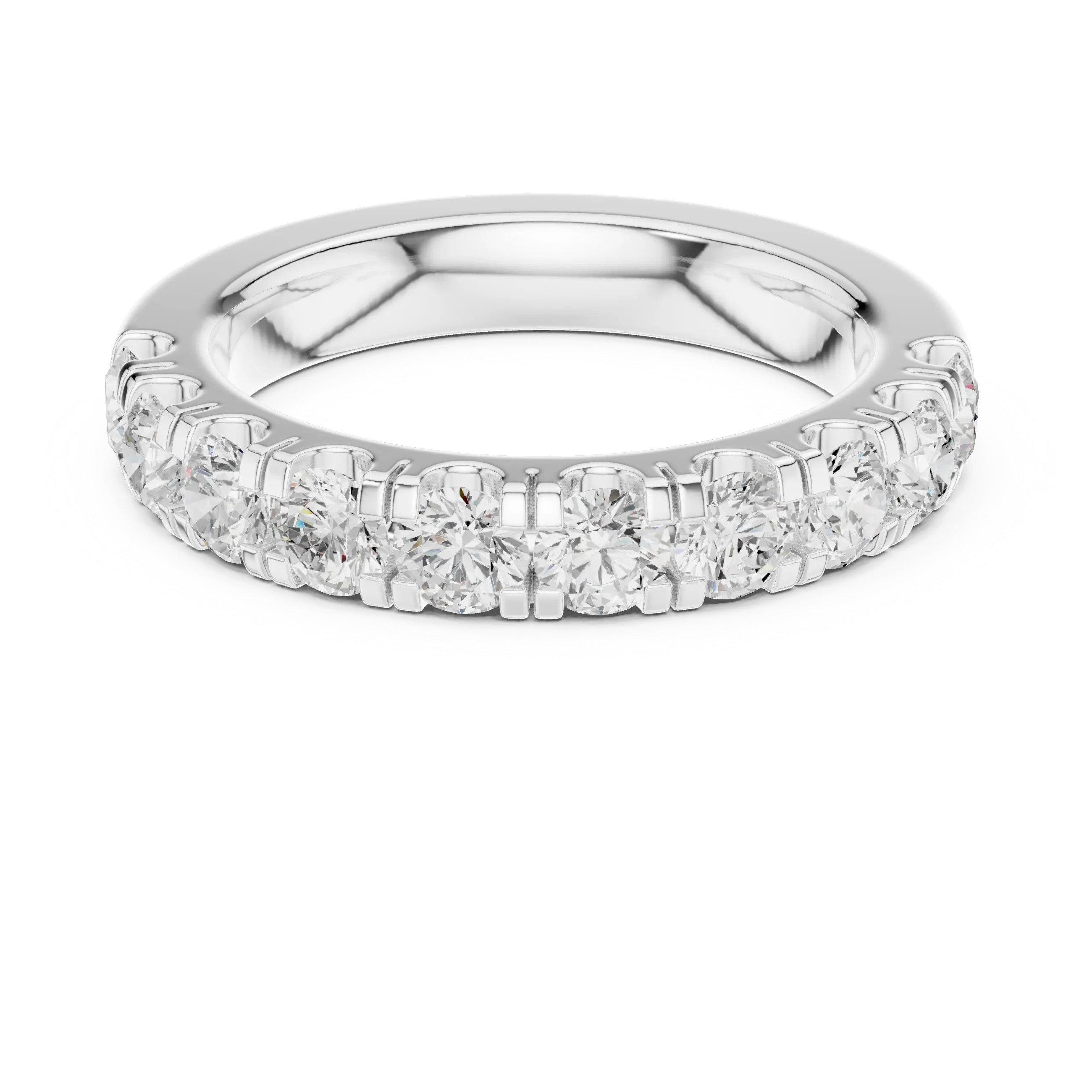 Round Diamond Shared Prong Wedding Band in 10k Yellow Gold