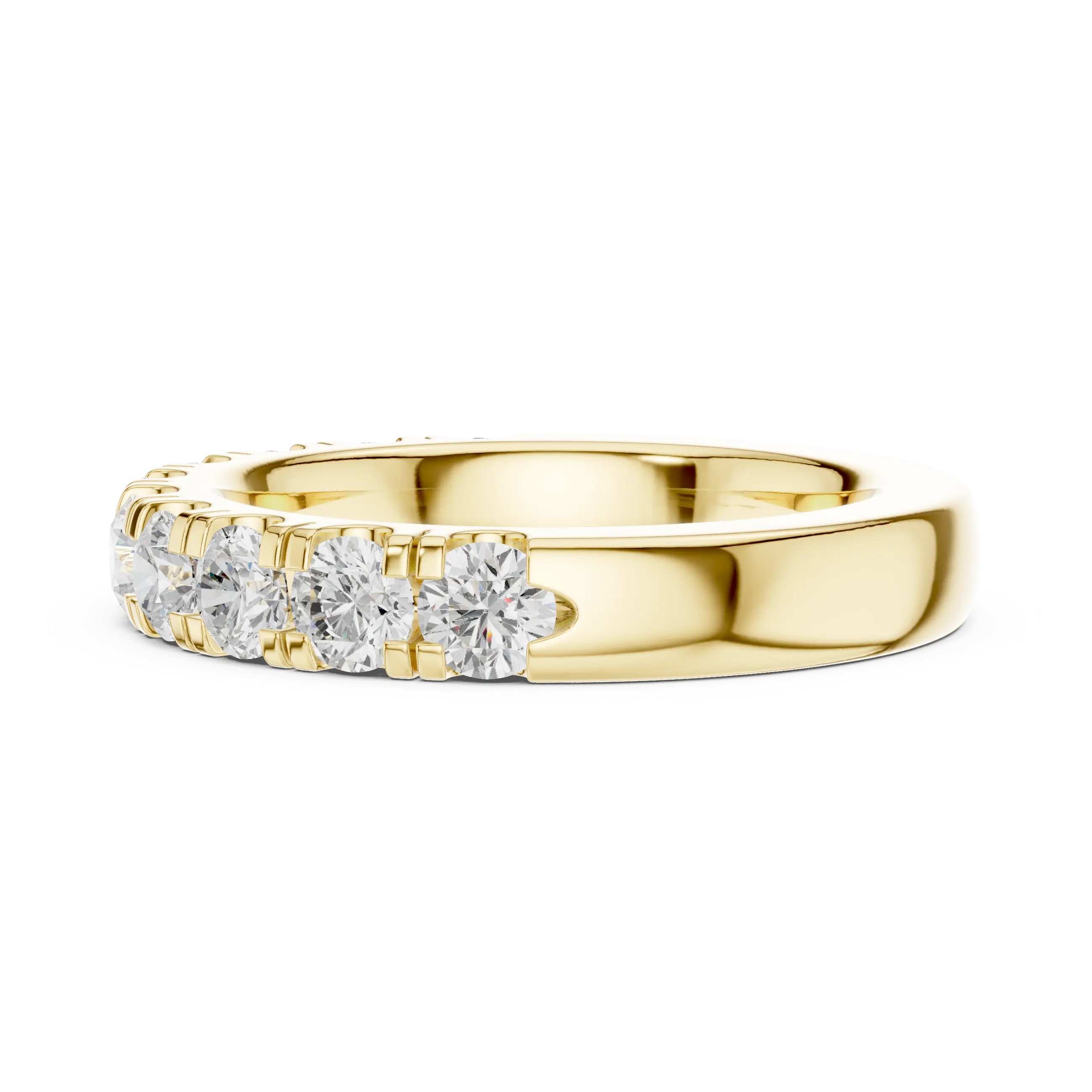 Round Diamond Shared Prong Wedding Band in 10k Yellow Gold