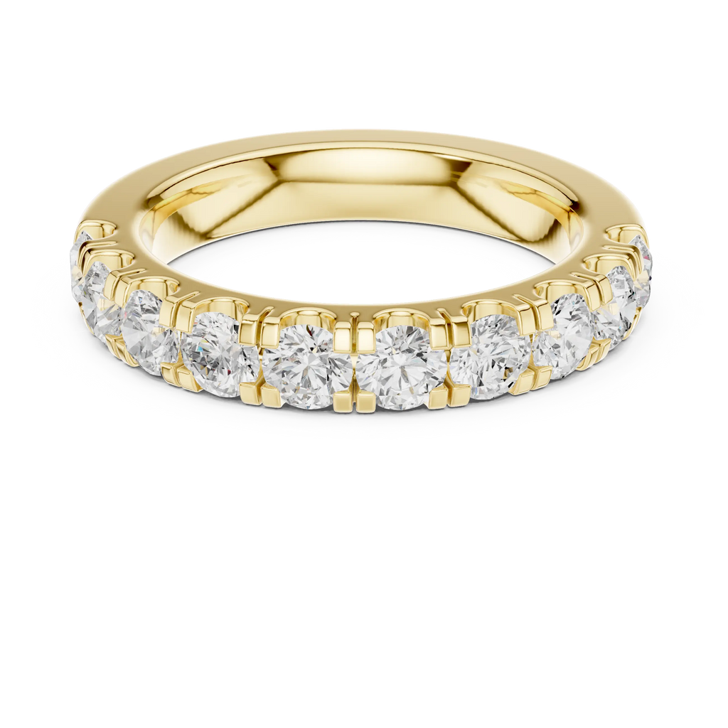 Round Diamond Shared Prong Wedding Band in 10k Yellow Gold
