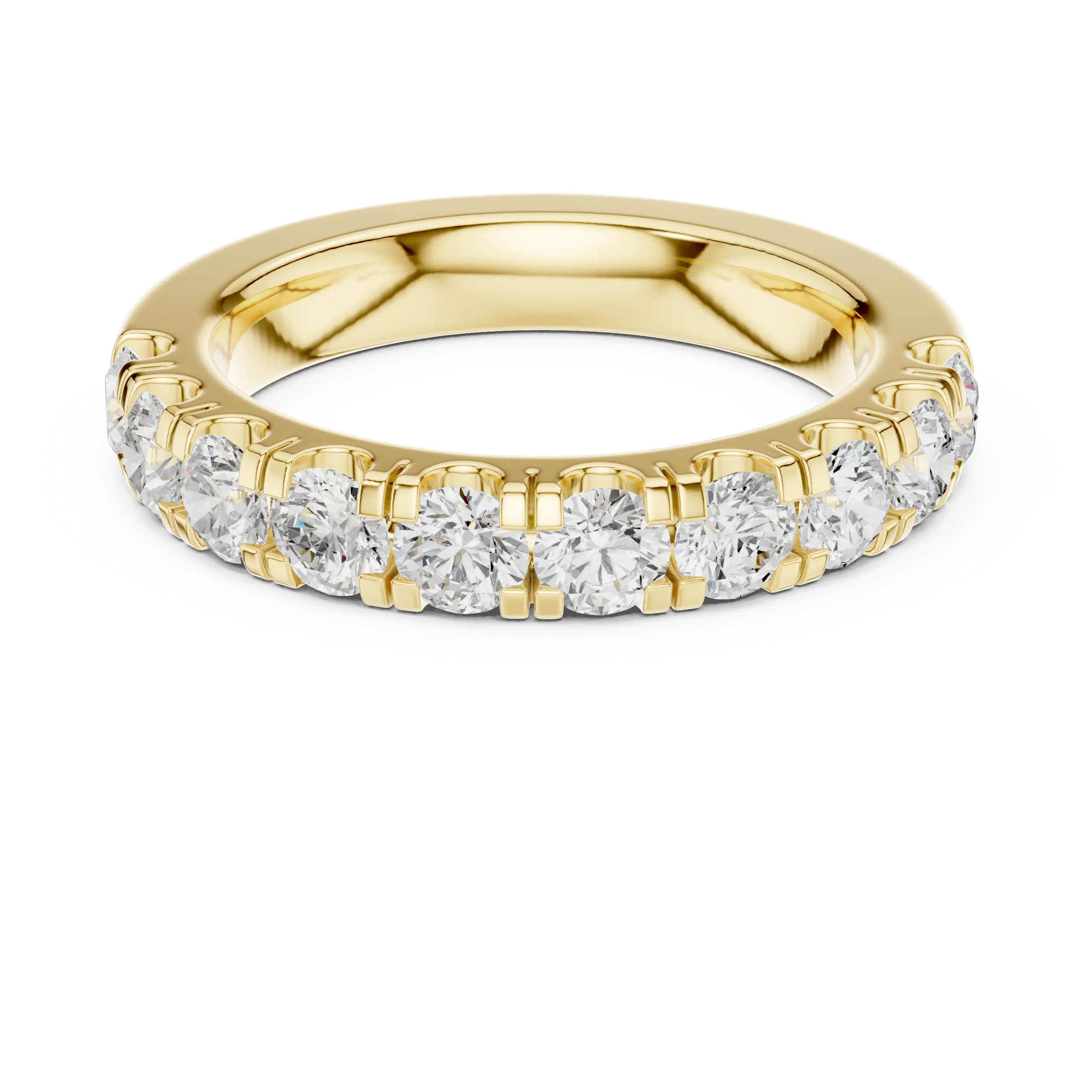 Round Diamond Shared Prong Wedding Band in 10k Yellow Gold