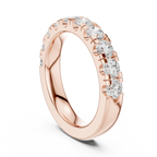 Round Moissanite Diamond Shared Prong Wedding Band in 18k Rose Gold