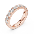 Round Moissanite Diamond Shared Prong Wedding Band in 18k Rose Gold