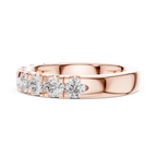 Round Moissanite Diamond Shared Prong Wedding Band in 18k Rose Gold