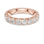 Round Moissanite Diamond Shared Prong Wedding Band in 18k Rose Gold