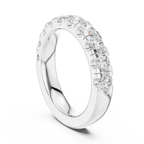 Round Moissanite Diamond Shared Prong Wedding Band in 18k Rose Gold