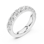 Round Moissanite Diamond Shared Prong Wedding Band in 18k Rose Gold