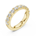 Round Moissanite Diamond Shared Prong Wedding Band in 18k Rose Gold