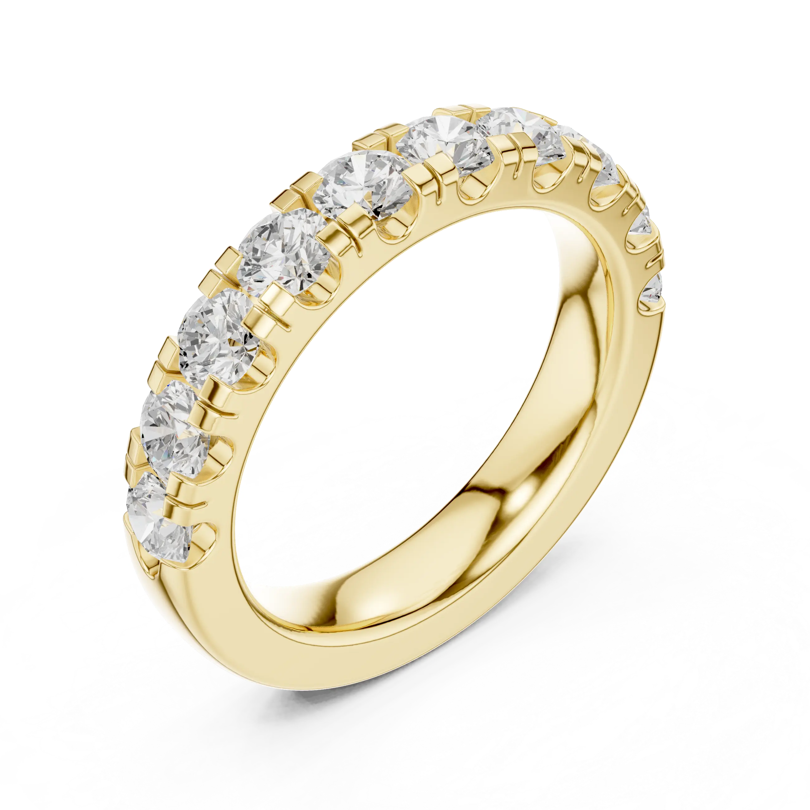 Round Moissanite Diamond Shared Prong Wedding Band in 18k Rose Gold