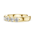 Round Moissanite Diamond Shared Prong Wedding Band in 18k Rose Gold