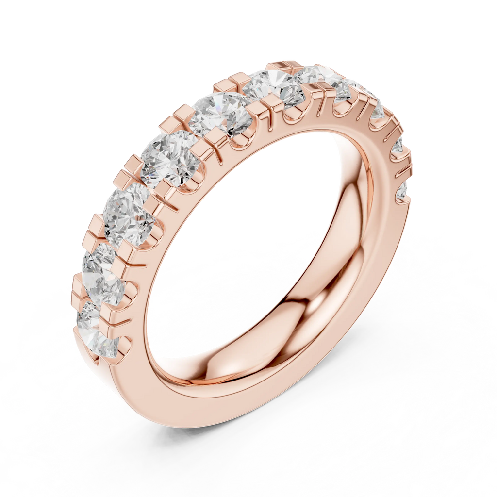 14k White Gold Round Lab Grown Diamond Shared Prong Wedding Band