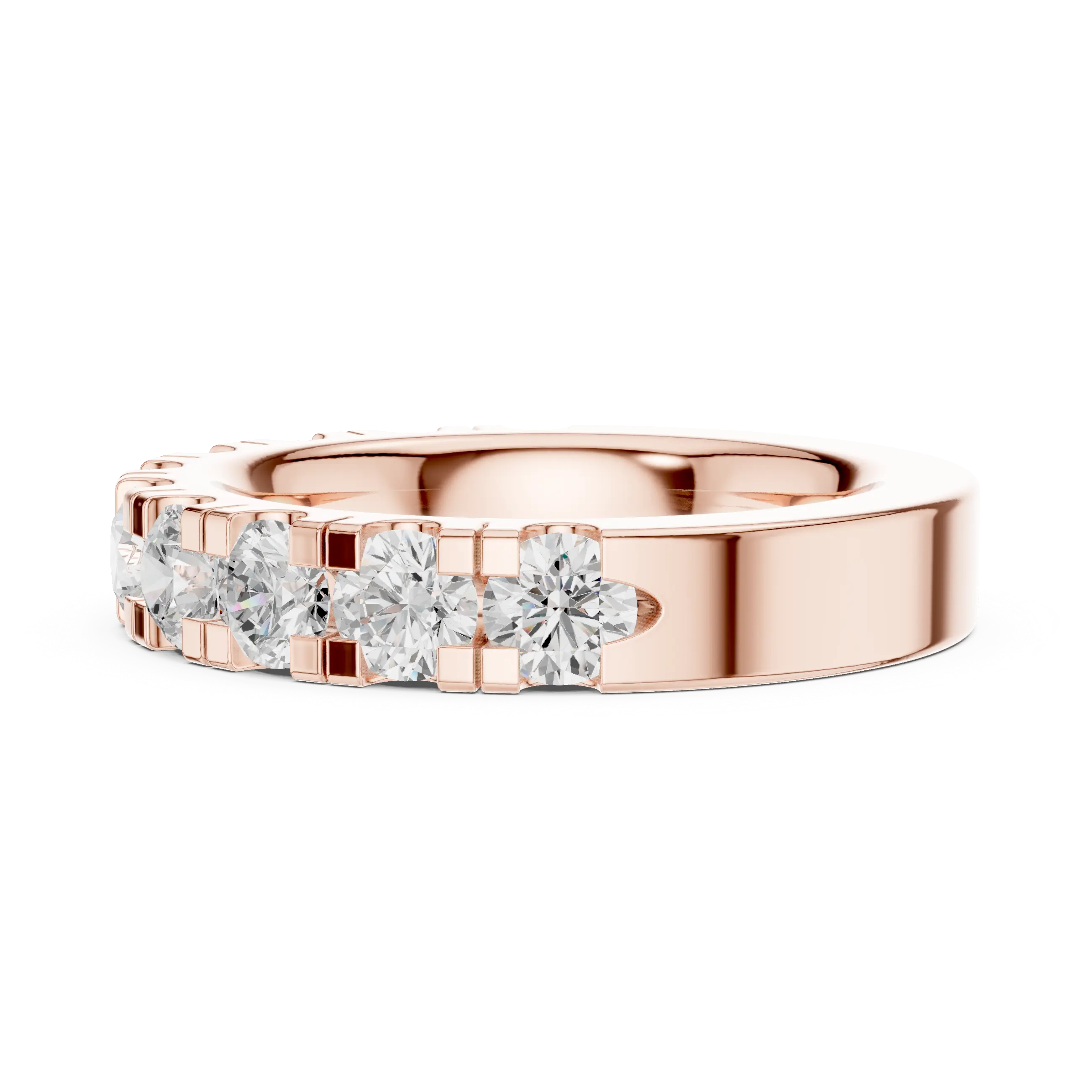 14k White Gold Round Lab Grown Diamond Shared Prong Wedding Band