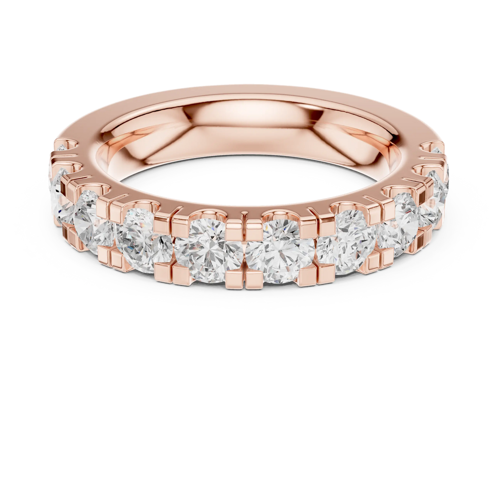 14k White Gold Round Lab Grown Diamond Shared Prong Wedding Band
