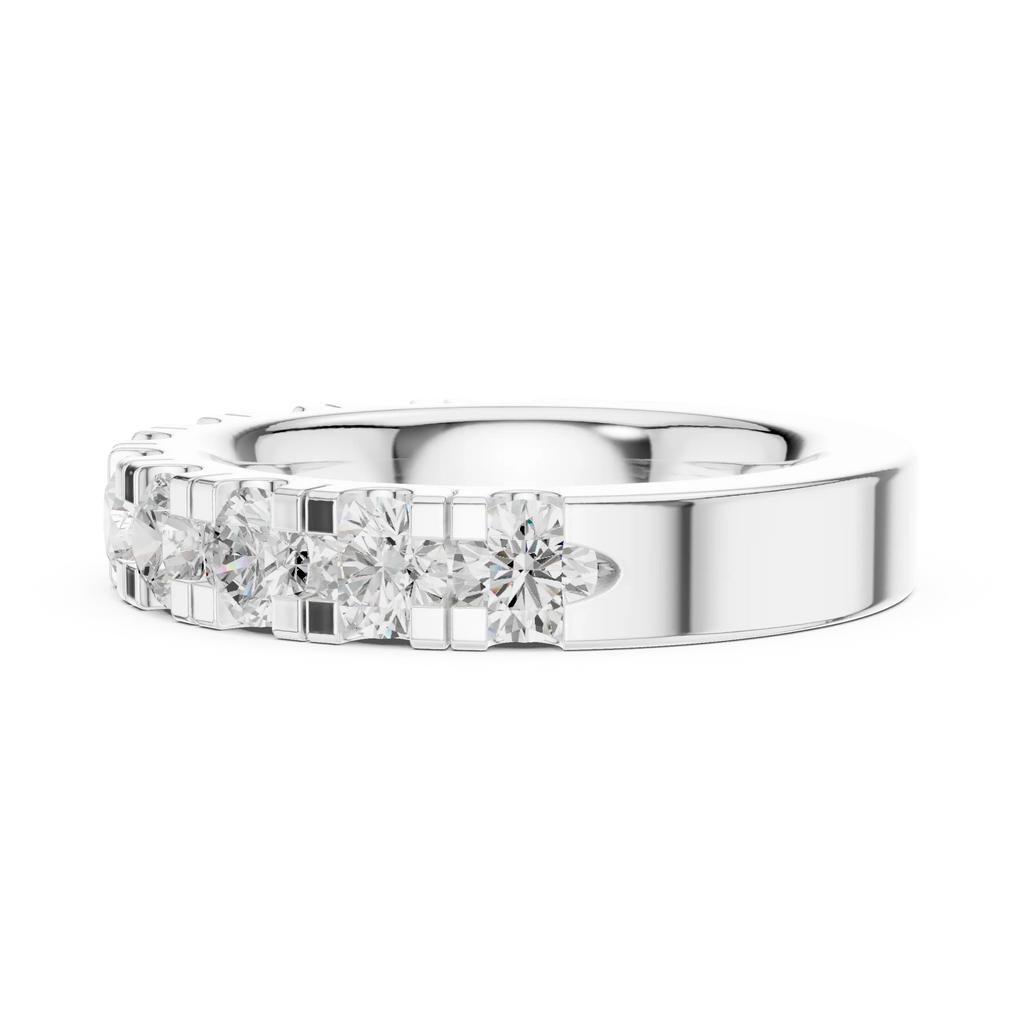 14k White Gold Round Lab Grown Diamond Shared Prong Wedding Band