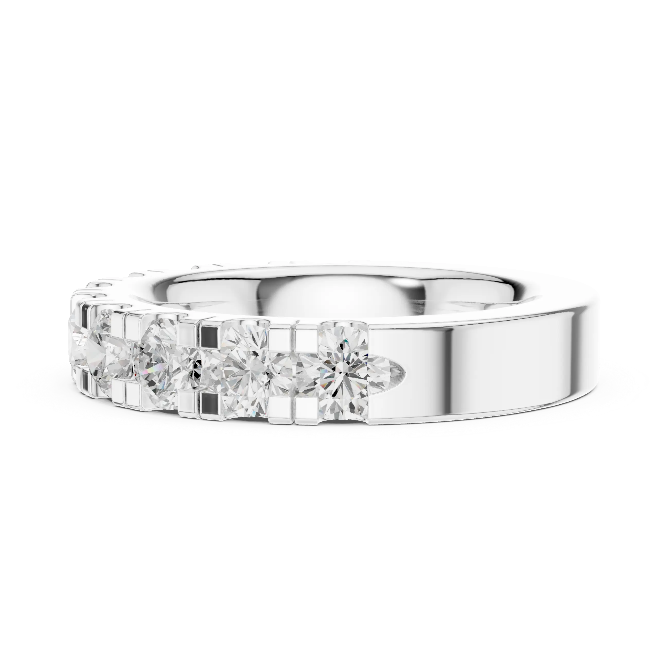 14k White Gold Round Lab Grown Diamond Shared Prong Wedding Band