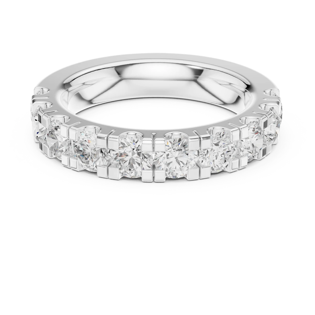 14k White Gold Round Lab Grown Diamond Shared Prong Wedding Band