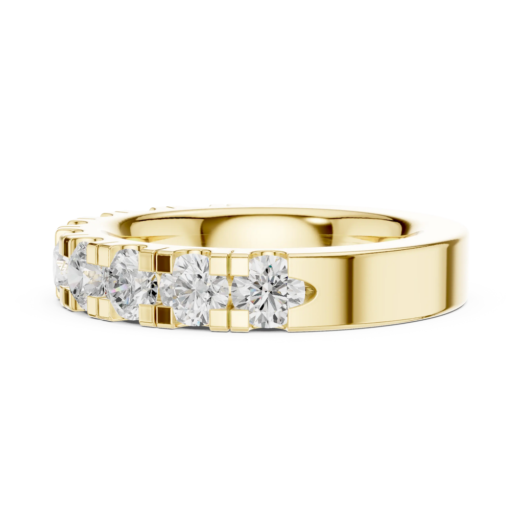 14k White Gold Round Lab Grown Diamond Shared Prong Wedding Band