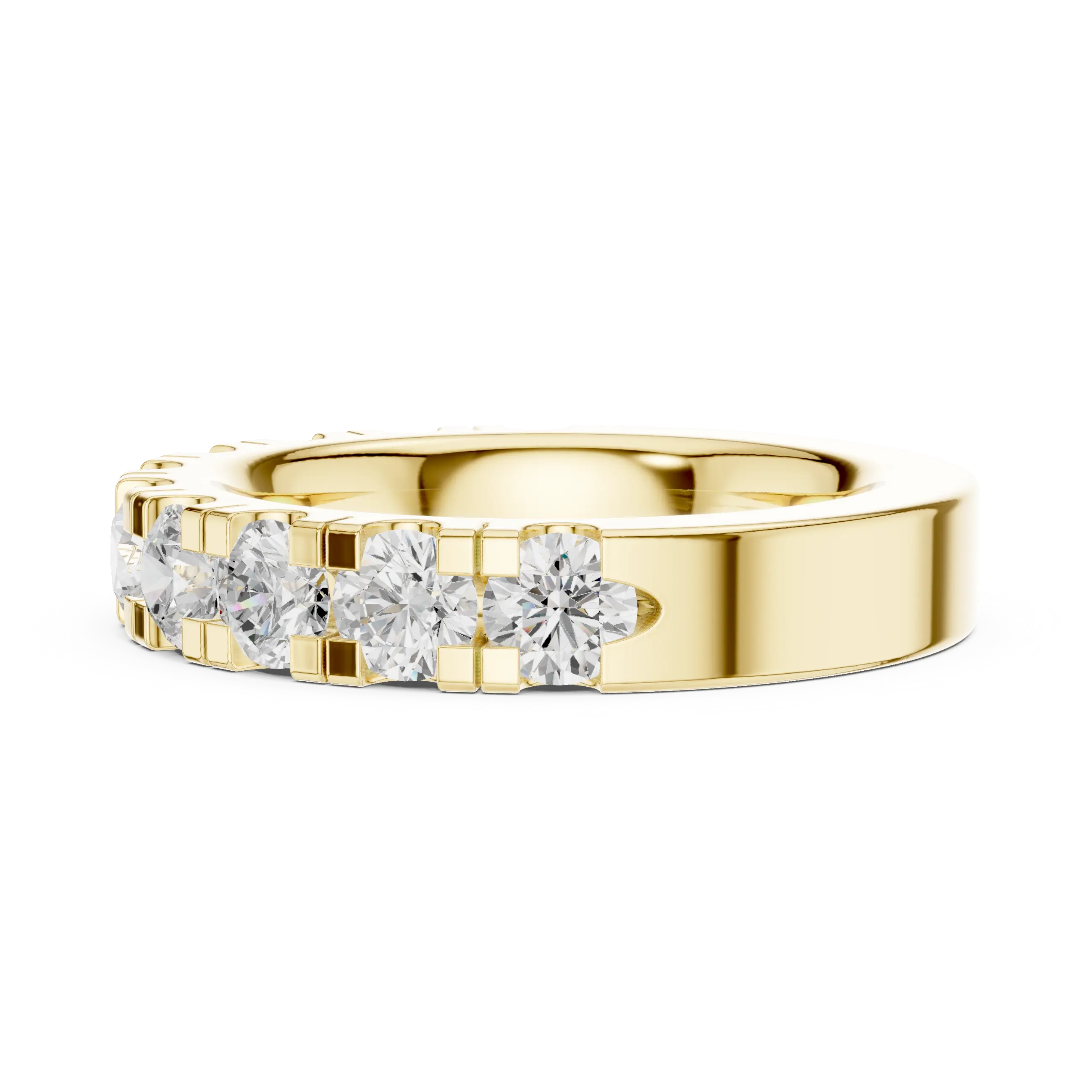 14k White Gold Round Lab Grown Diamond Shared Prong Wedding Band