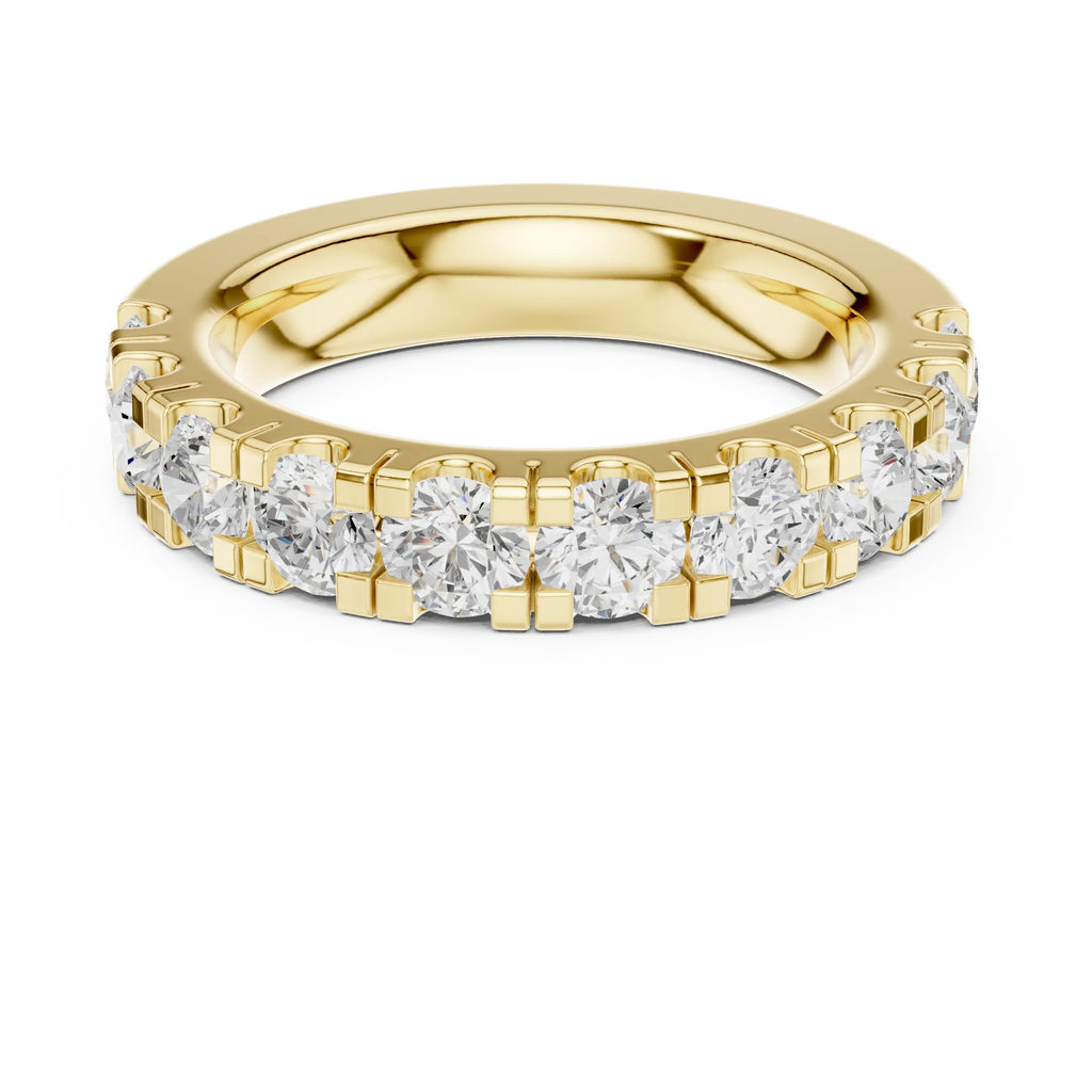 14k White Gold Round Lab Grown Diamond Shared Prong Wedding Band