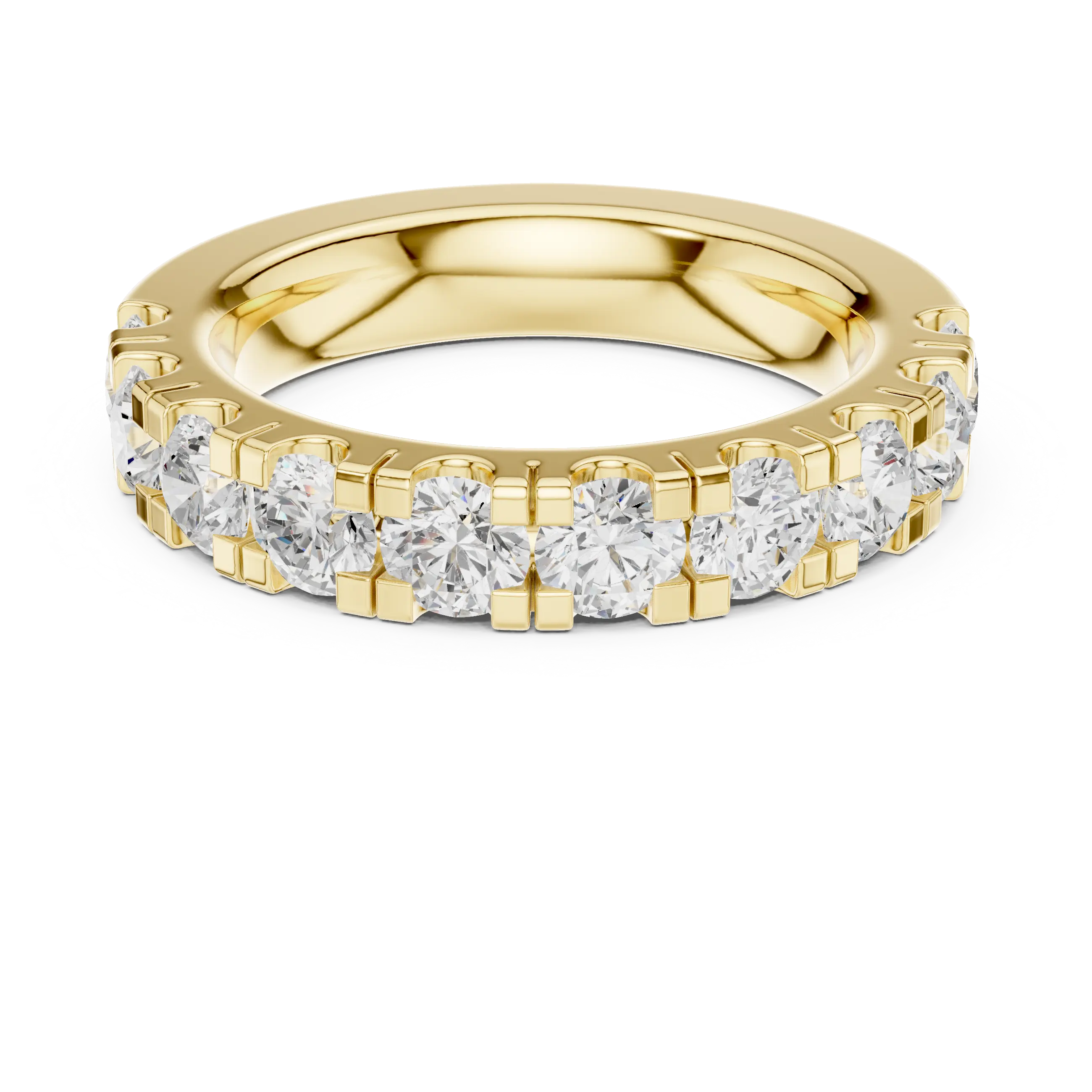 14k White Gold Round Lab Grown Diamond Shared Prong Wedding Band