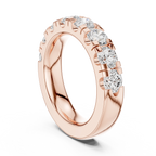 Round Cut Moissanite Half Eternity Band in 14K White Gold