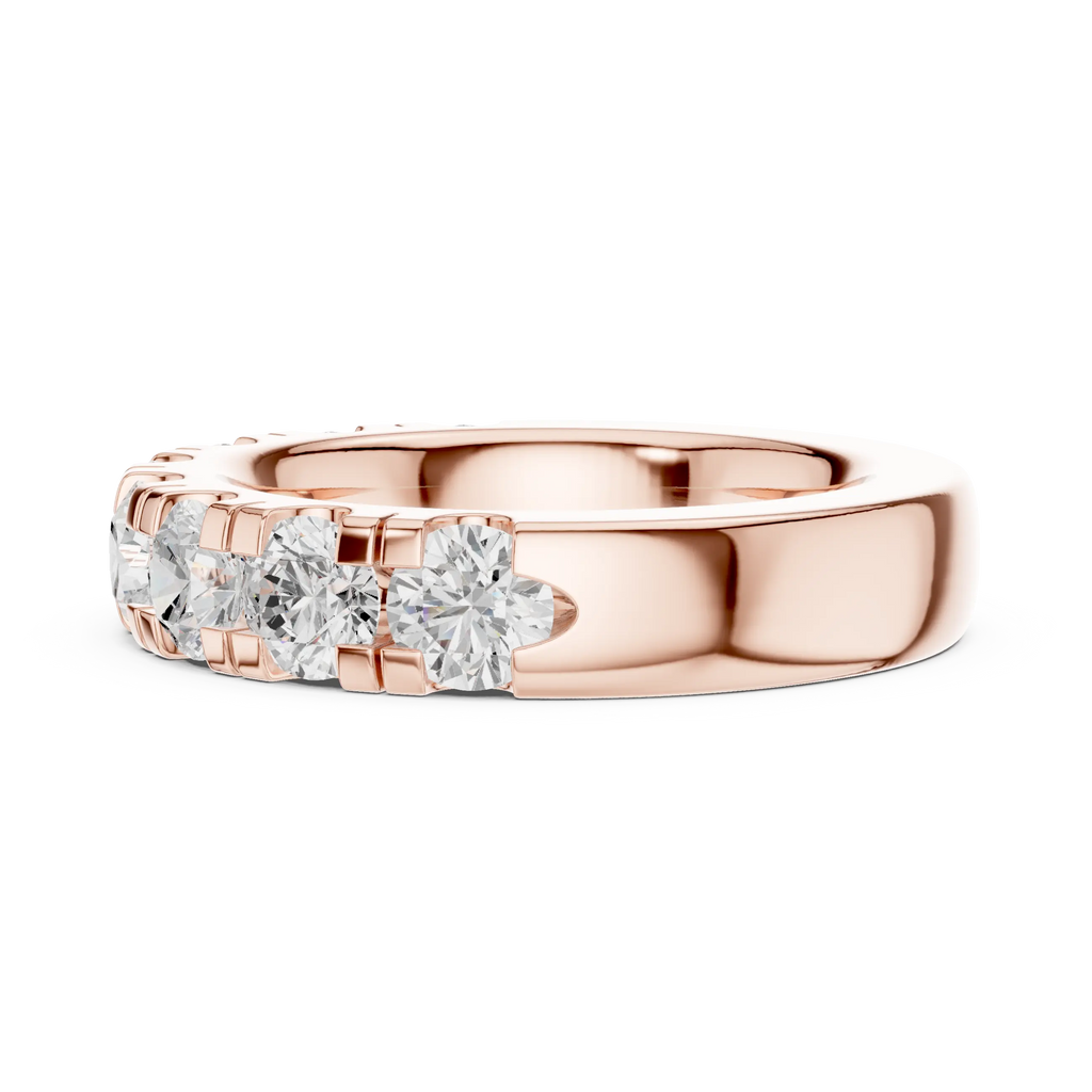 Round Cut Moissanite Half Eternity Band in 14K White Gold