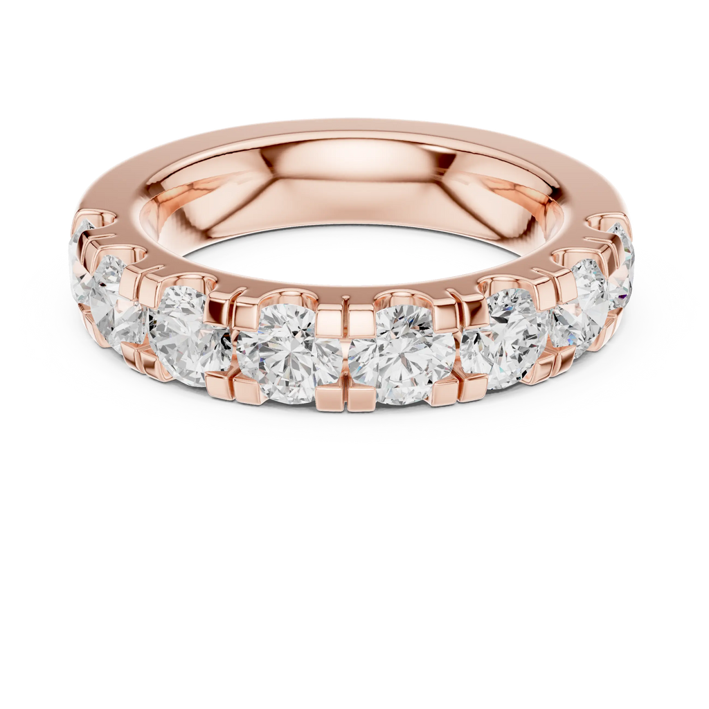 Round Cut Moissanite Half Eternity Band in 14K White Gold