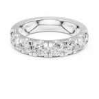 Round Cut Moissanite Half Eternity Band in 14K White Gold