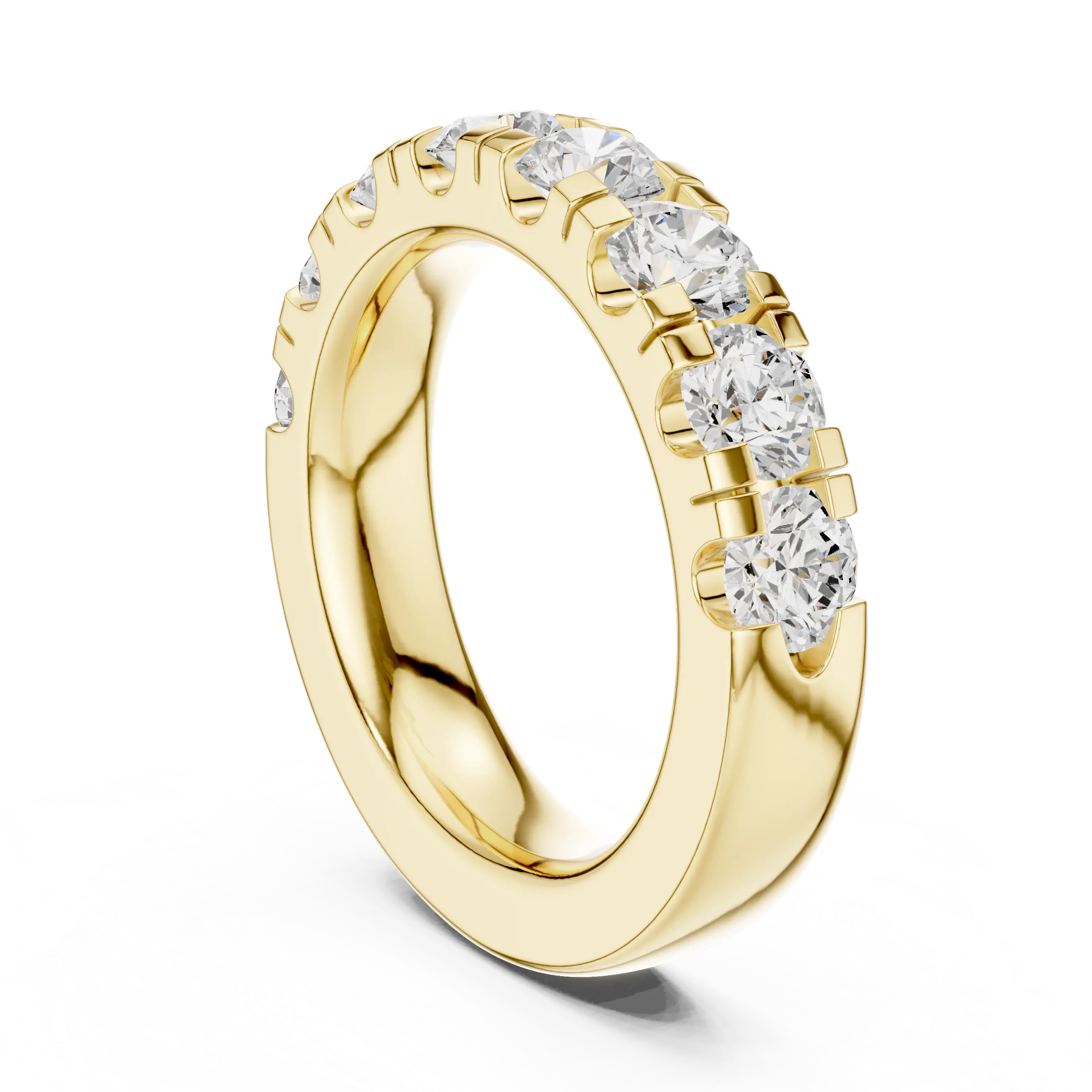 Round Cut Moissanite Half Eternity Band in 14K White Gold