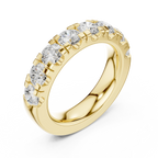 Round Cut Moissanite Half Eternity Band in 14K White Gold
