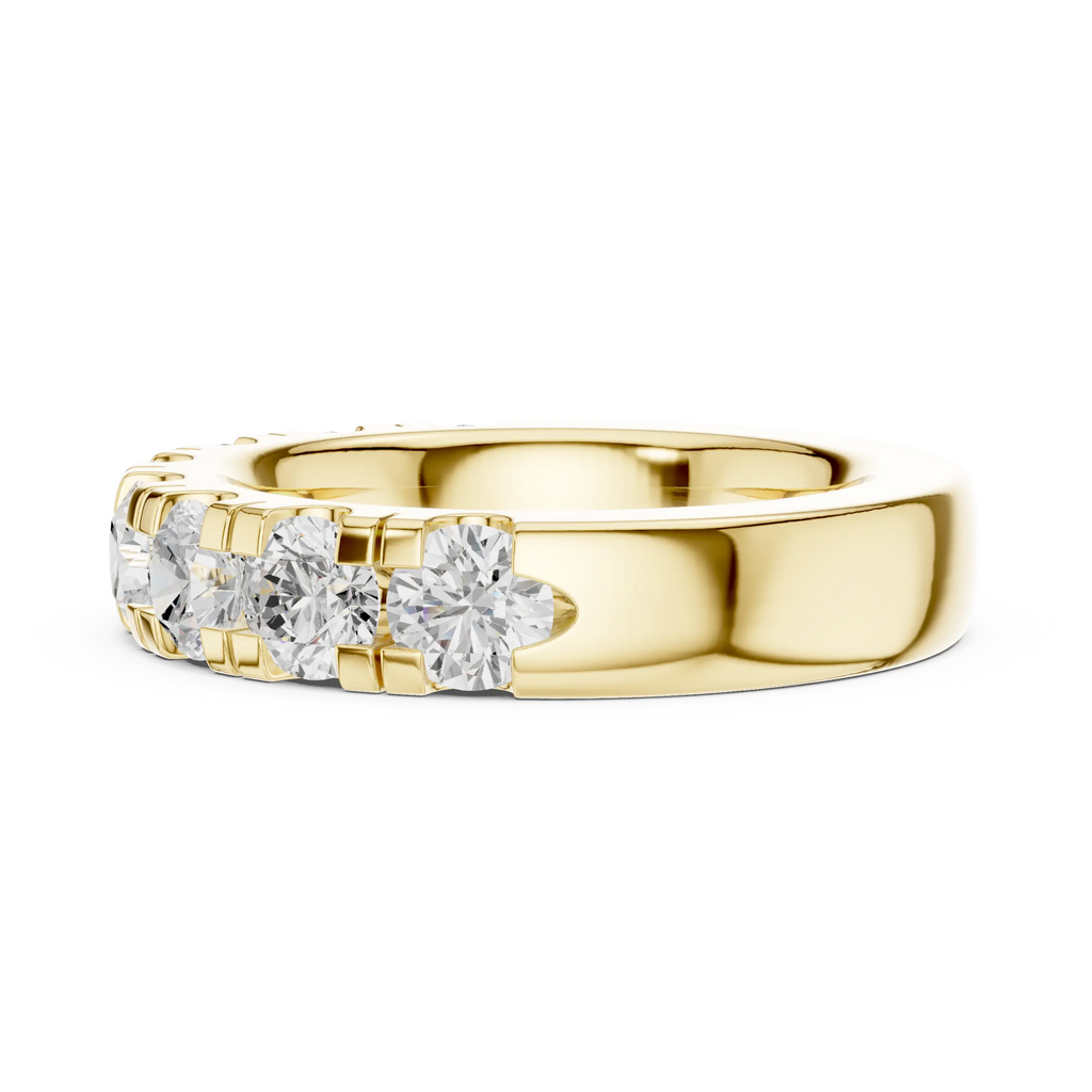Round Cut Moissanite Half Eternity Band in 14K White Gold