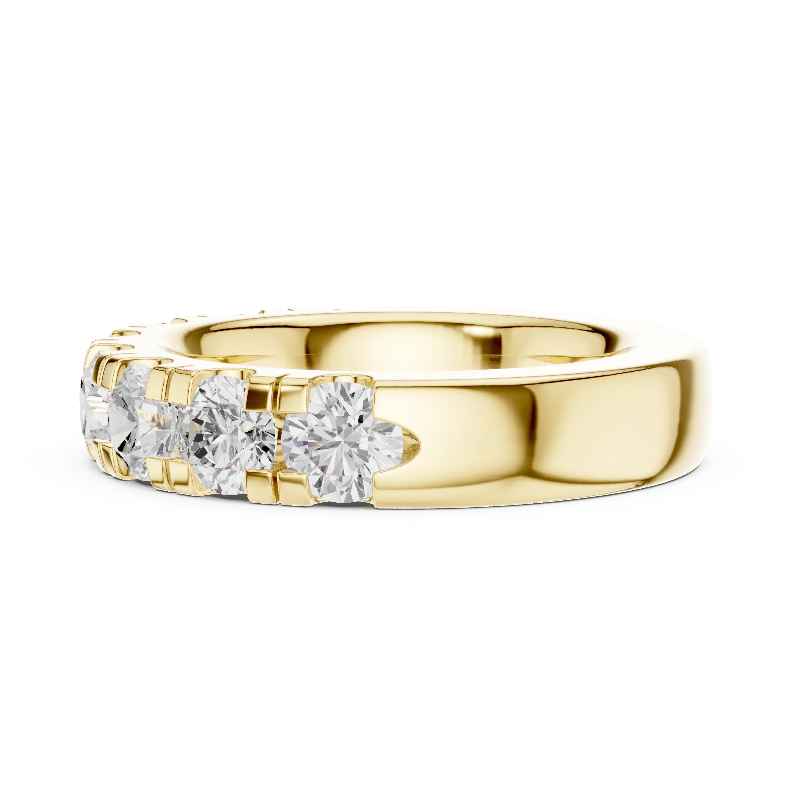 Round Cut Moissanite Half Eternity Band in 14K White Gold